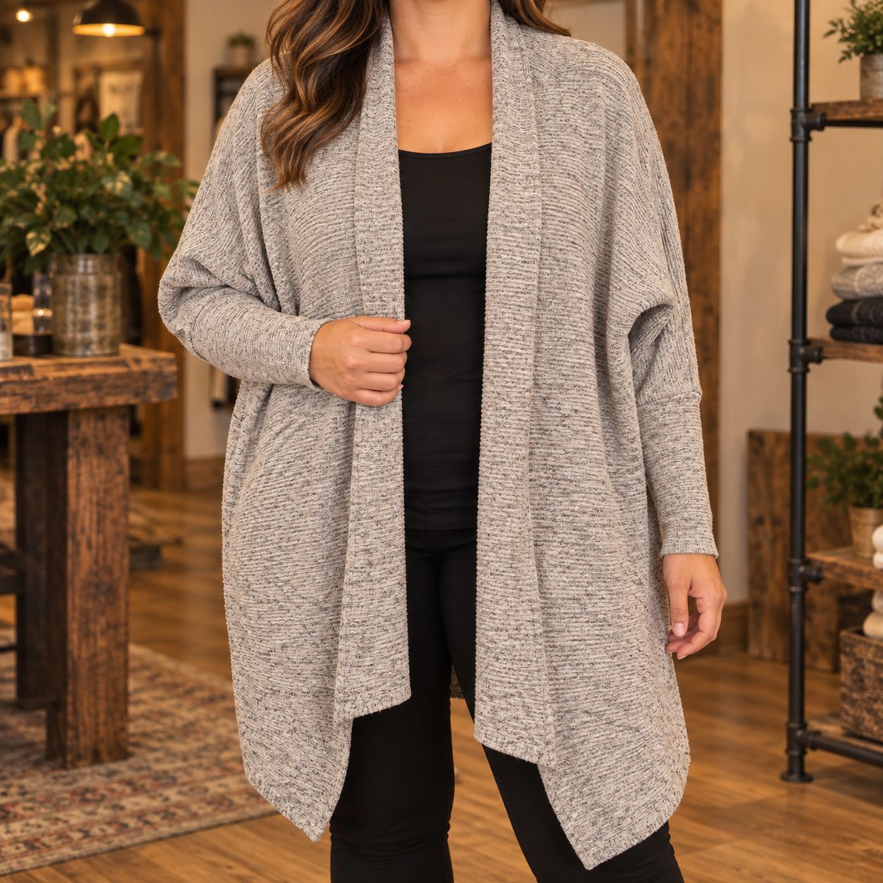 Cardigan gris chaud | Femme | Large