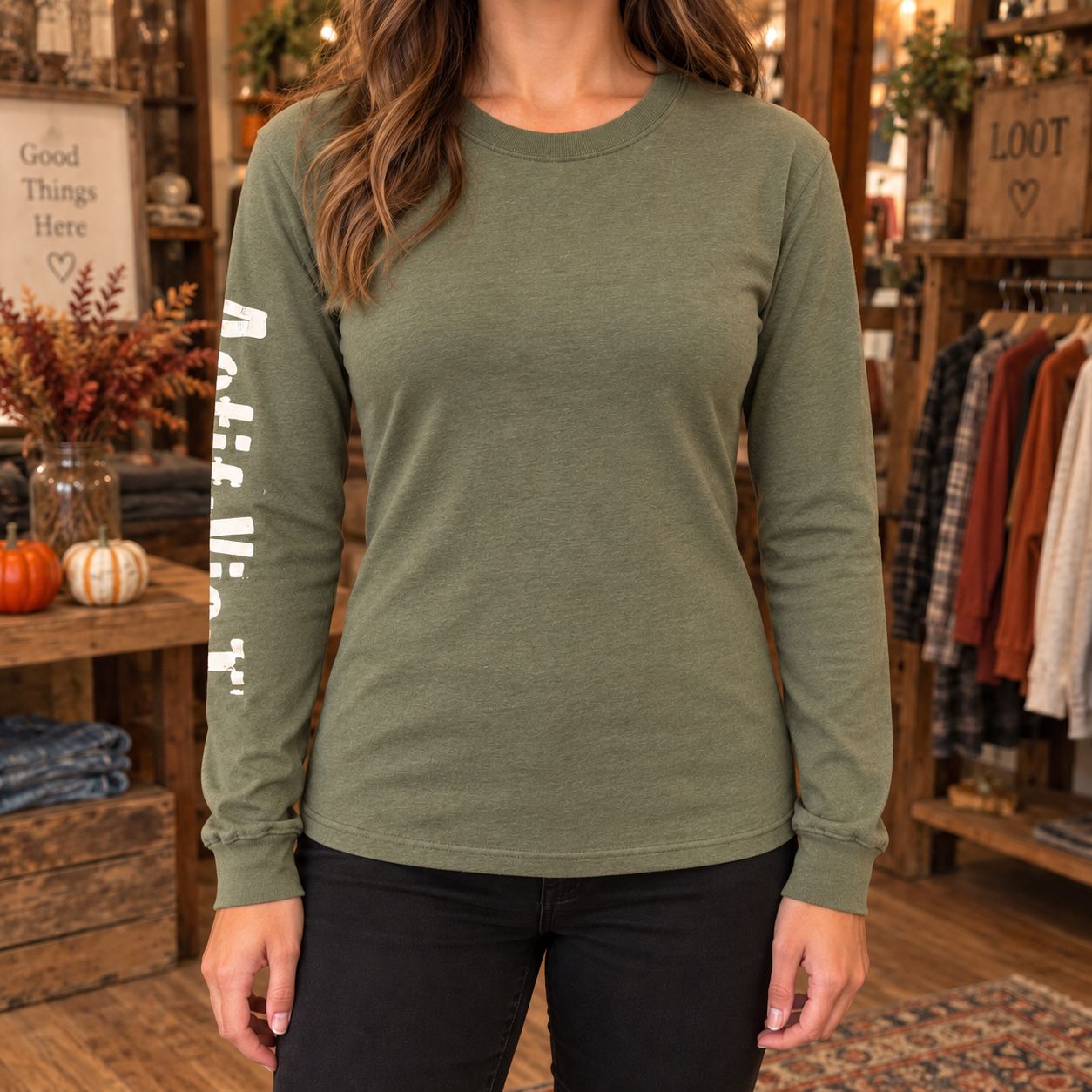 Chandail sport Olive ajusté | Femme | Small