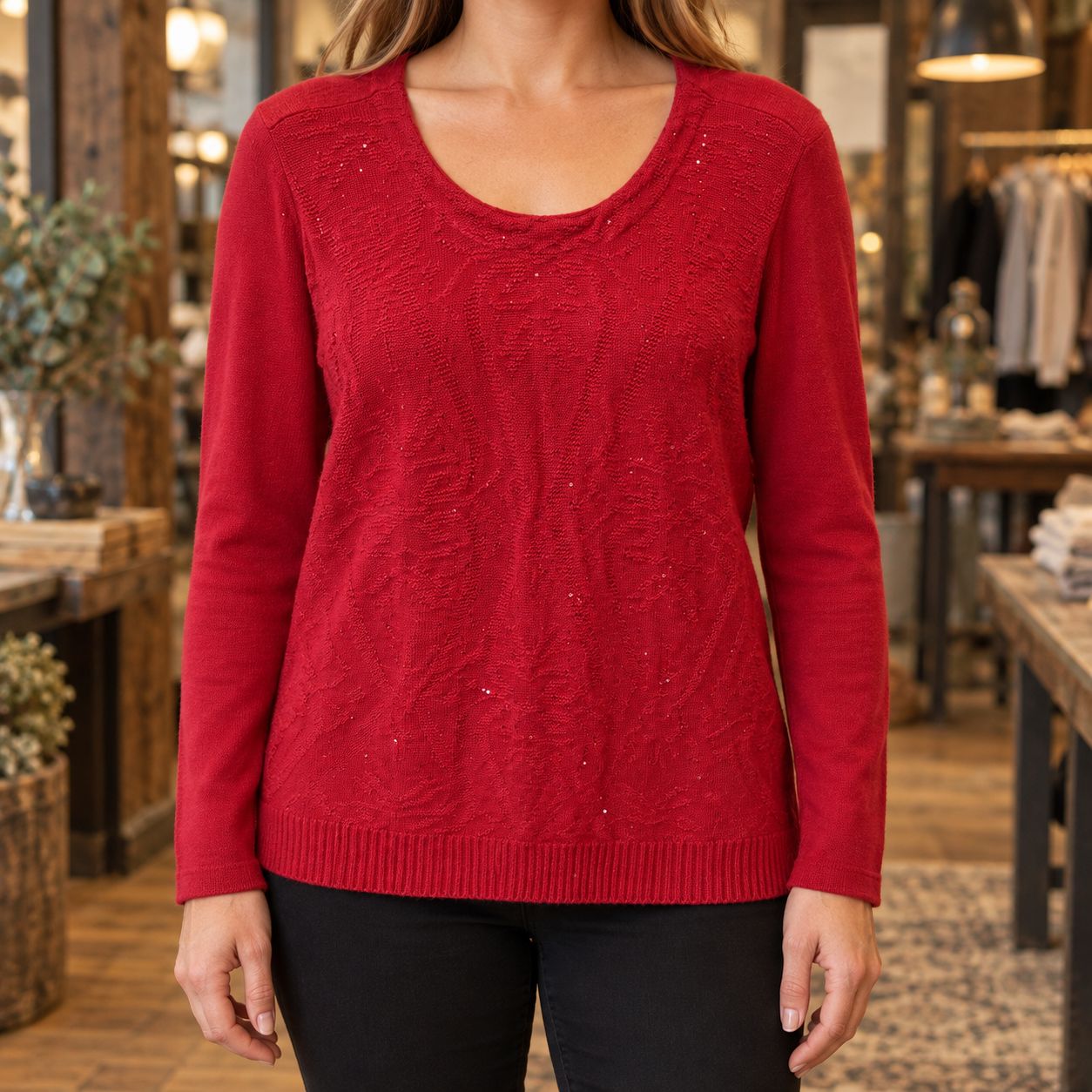 Chandail de type Pull en maille rouge | Femme | Medium