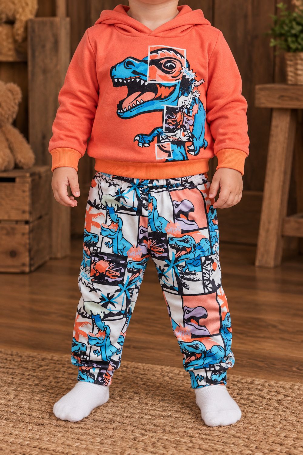Ensemble dinosaure orange vif | Garçon | 18 mois