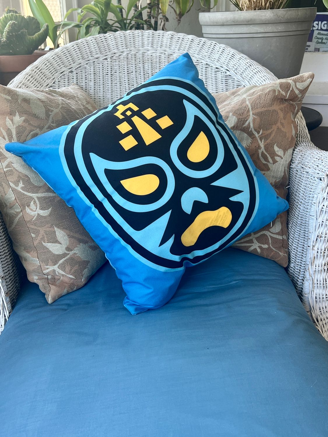 Mexican Wrestling Throw Pillow Cover - Soft Touch Fabric for Patio and Indoor decor