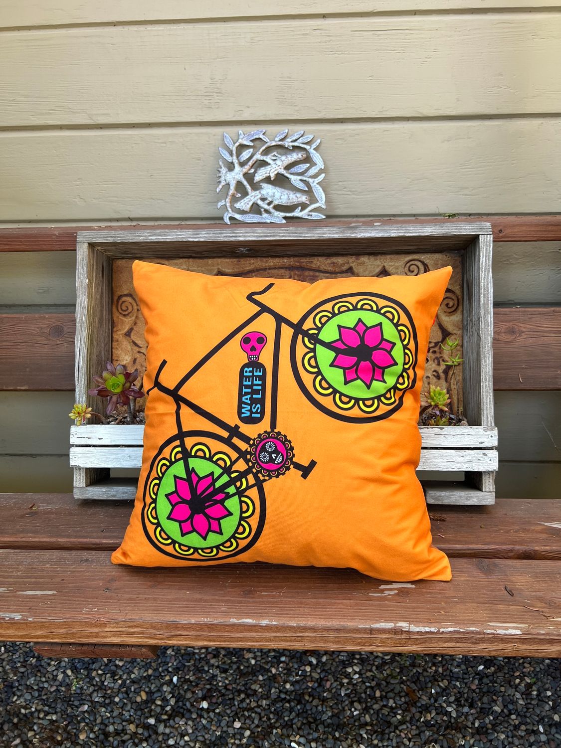 Mexican Throw Pillow Cover | Soft Fabric Day of The Dead Bike, Patio and Indoor Decor