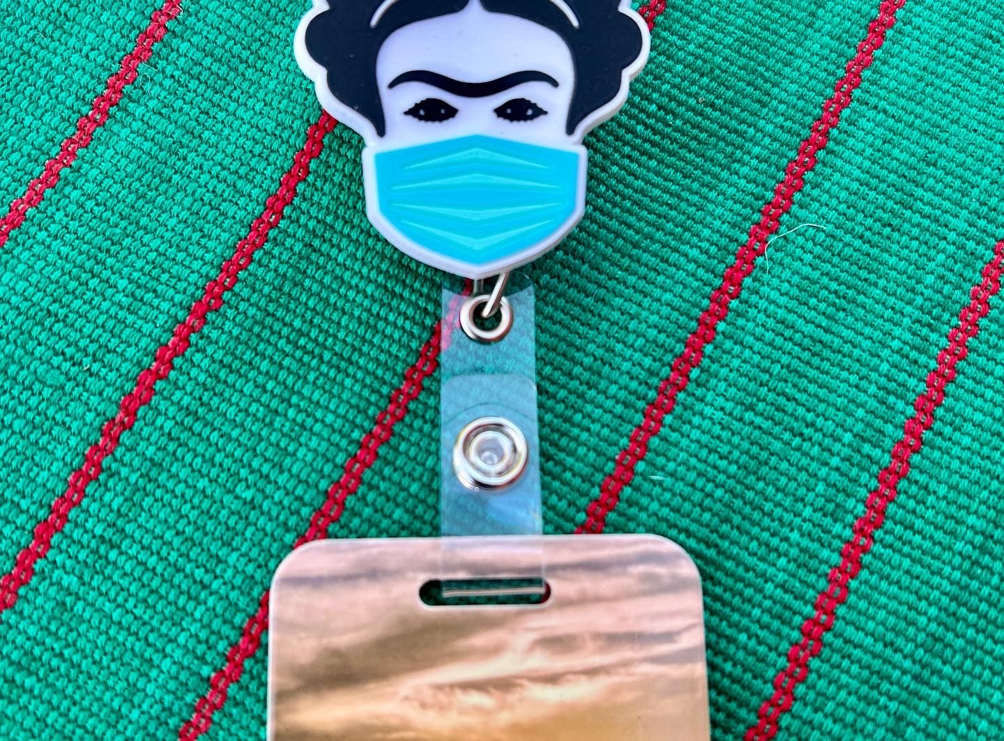 Frida Kahlo Badge Reel: Nurse ID Holder, Mexican Artist Gift, metal retractable reel
