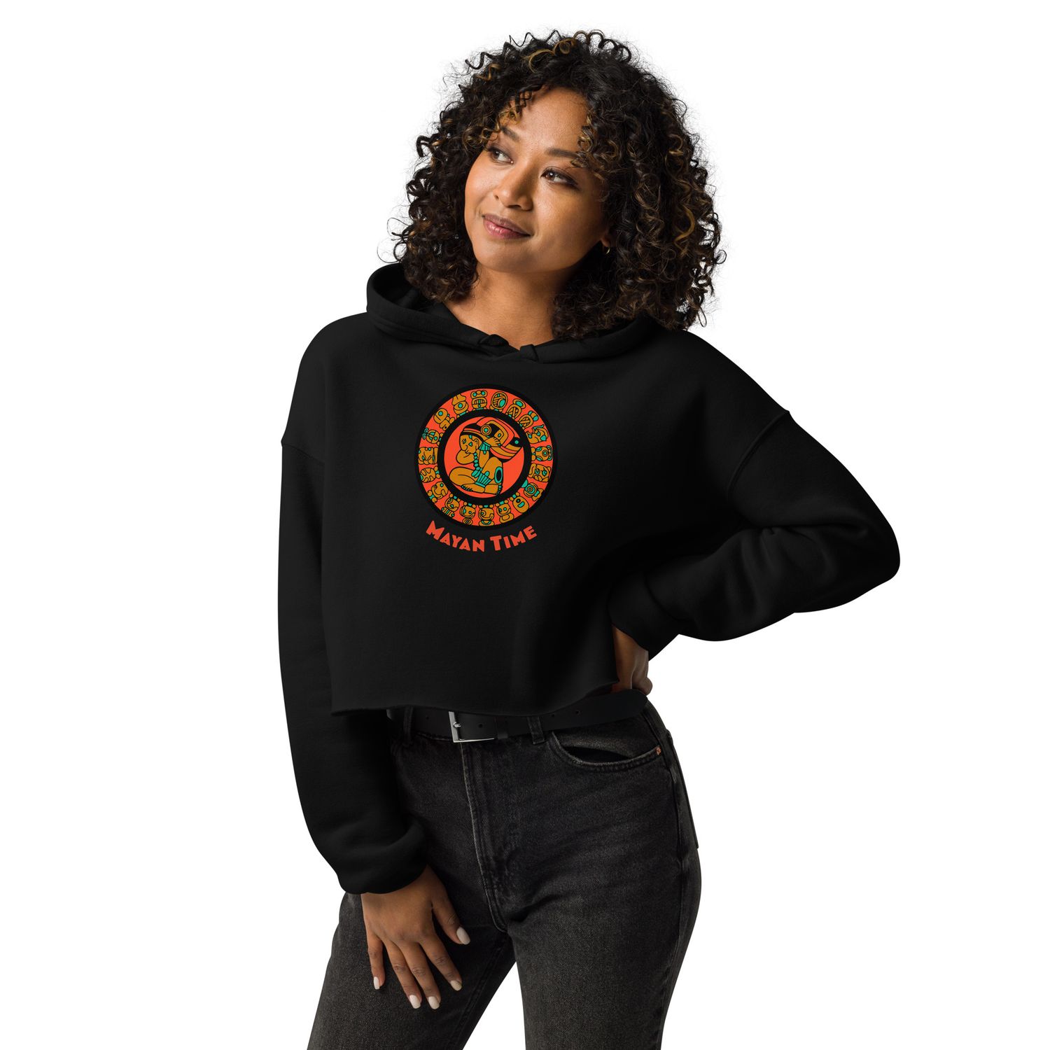 Mayan Calendar, Mayan Time Cropped Hoodie