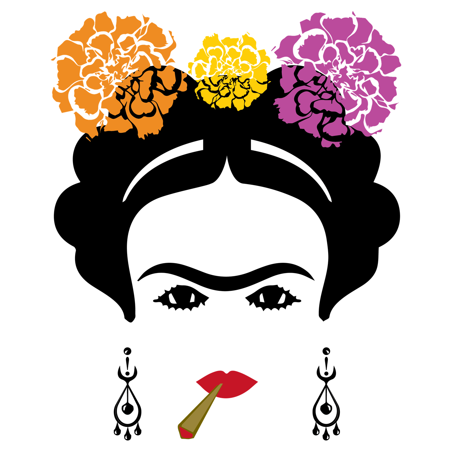 Frida Smocking Blunt, Vinyl 3in Sticker, Water Resistant Die-Cut Decal