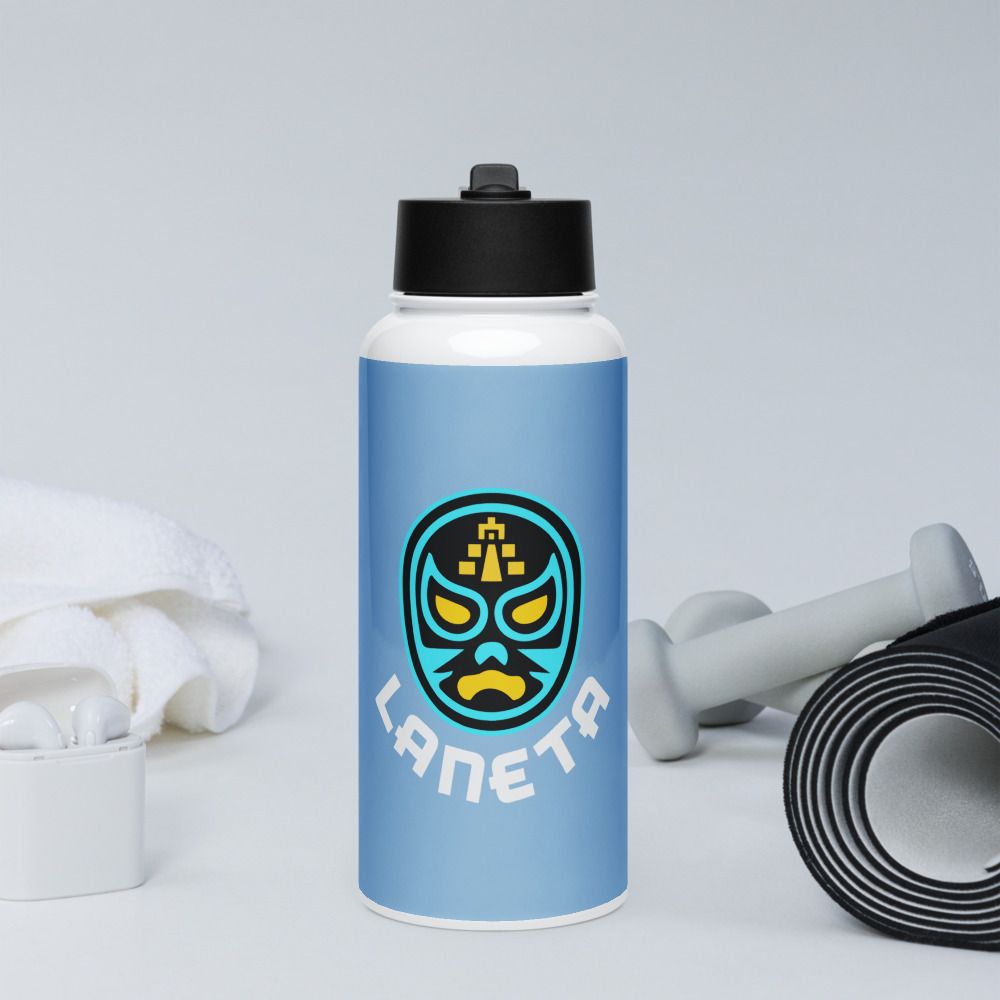 LaNeta, Lucha Libre Stainless steel water bottle with a straw lid