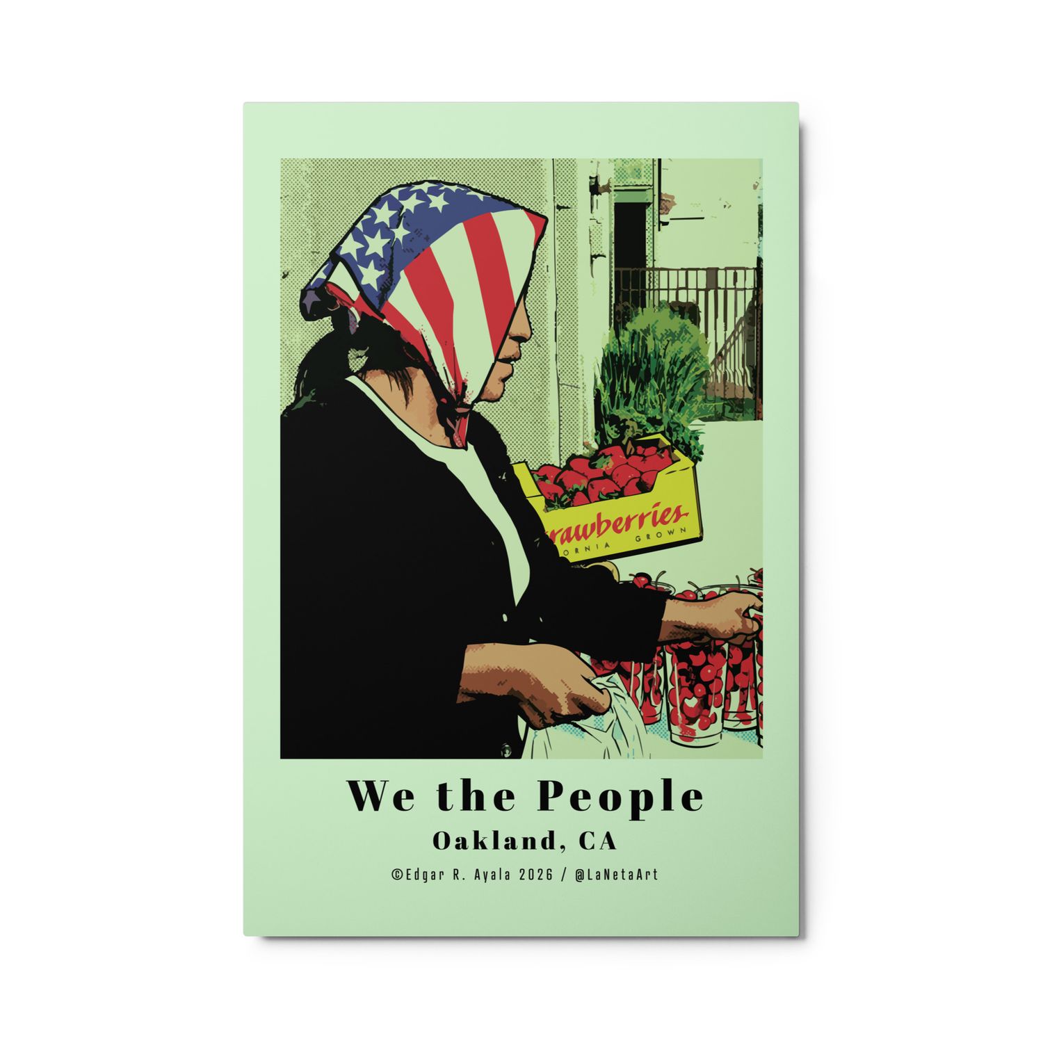 Premium Metal Floating Print. "We the People, Oakland, CA. Proud Woman Selling Fruit"