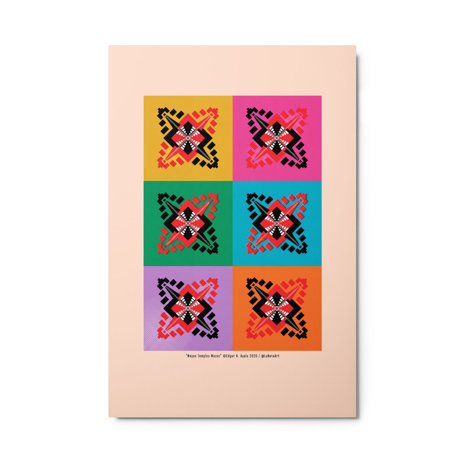 Premium Metal Floating Print. "Mayan Temples Mazes"