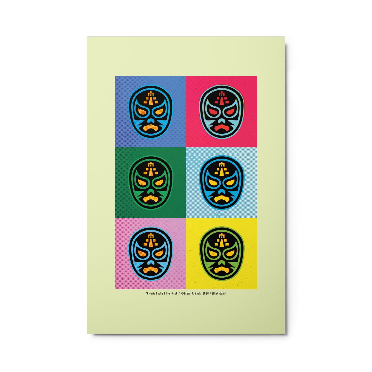 Premium Metal Floating Print. "Lucha Libre Masks"