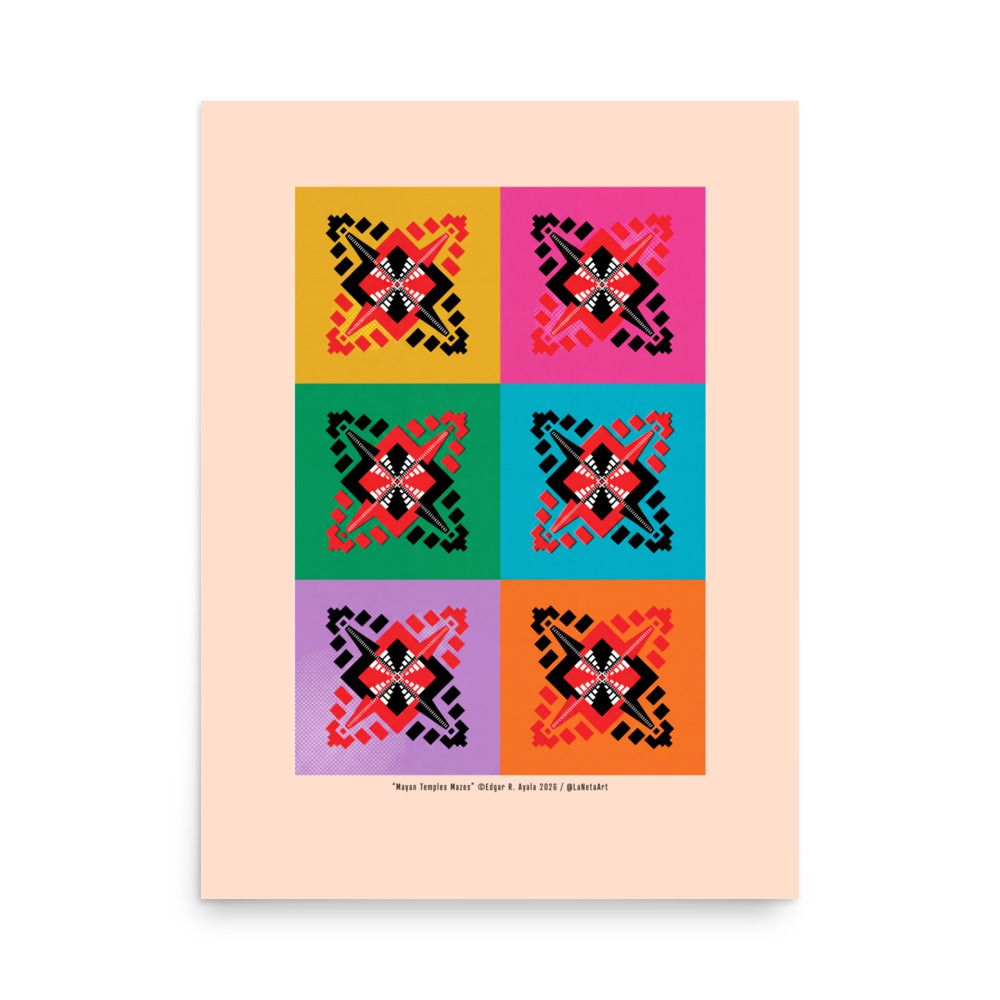 Premium Matte Poster Print. "Mayan Temples Mazes"