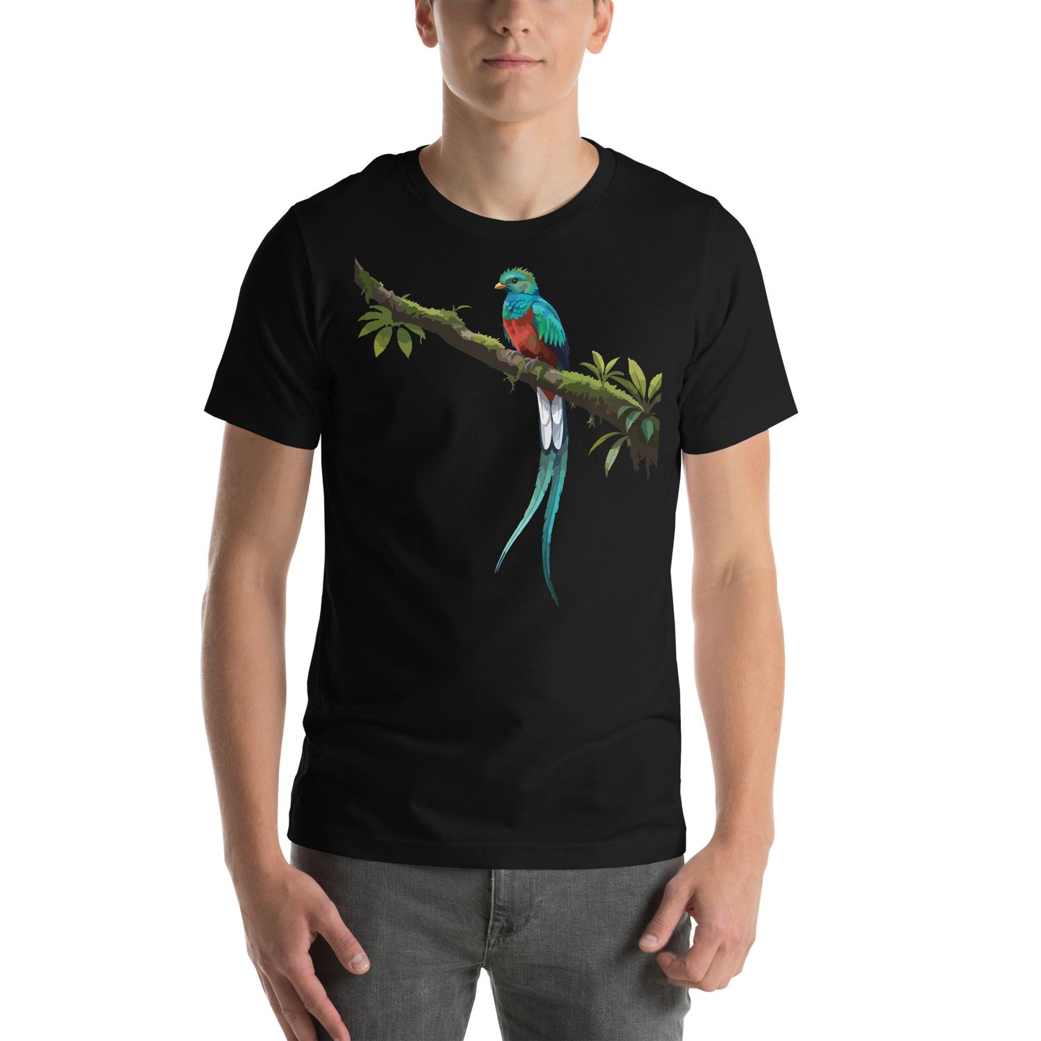 Quetzal Bird on a Branch, Unisex t-shirt