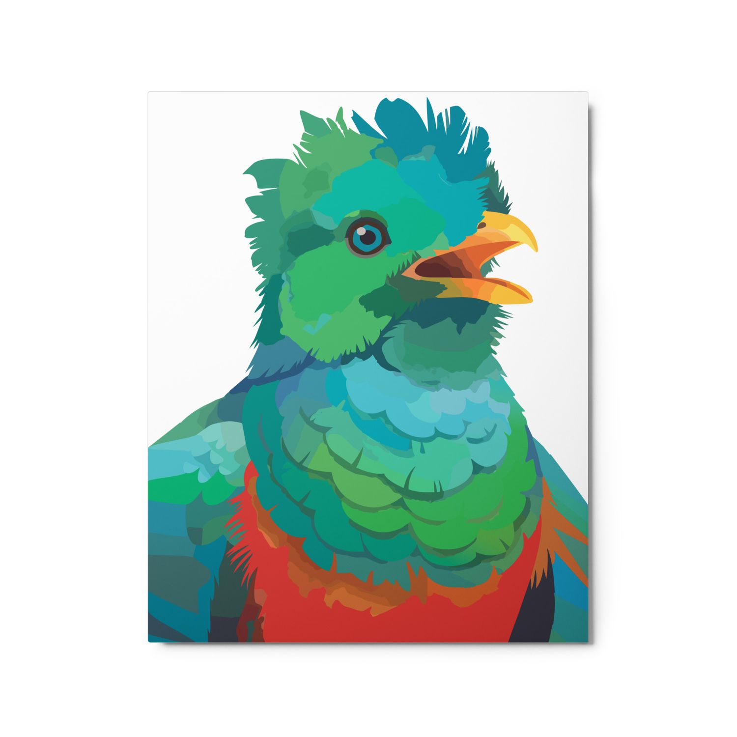 Premium Metal Floating Print. "Quetzal Bird Calling"
