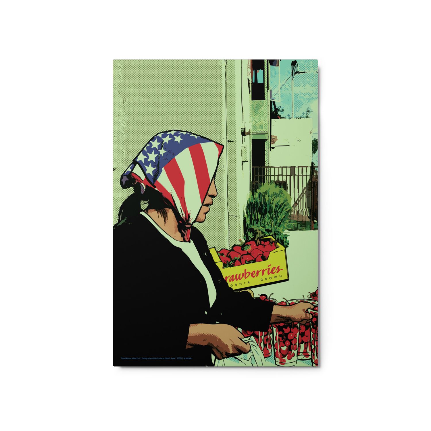 Premium Metal Floating Print. "Proud Woman Selling Fruit"