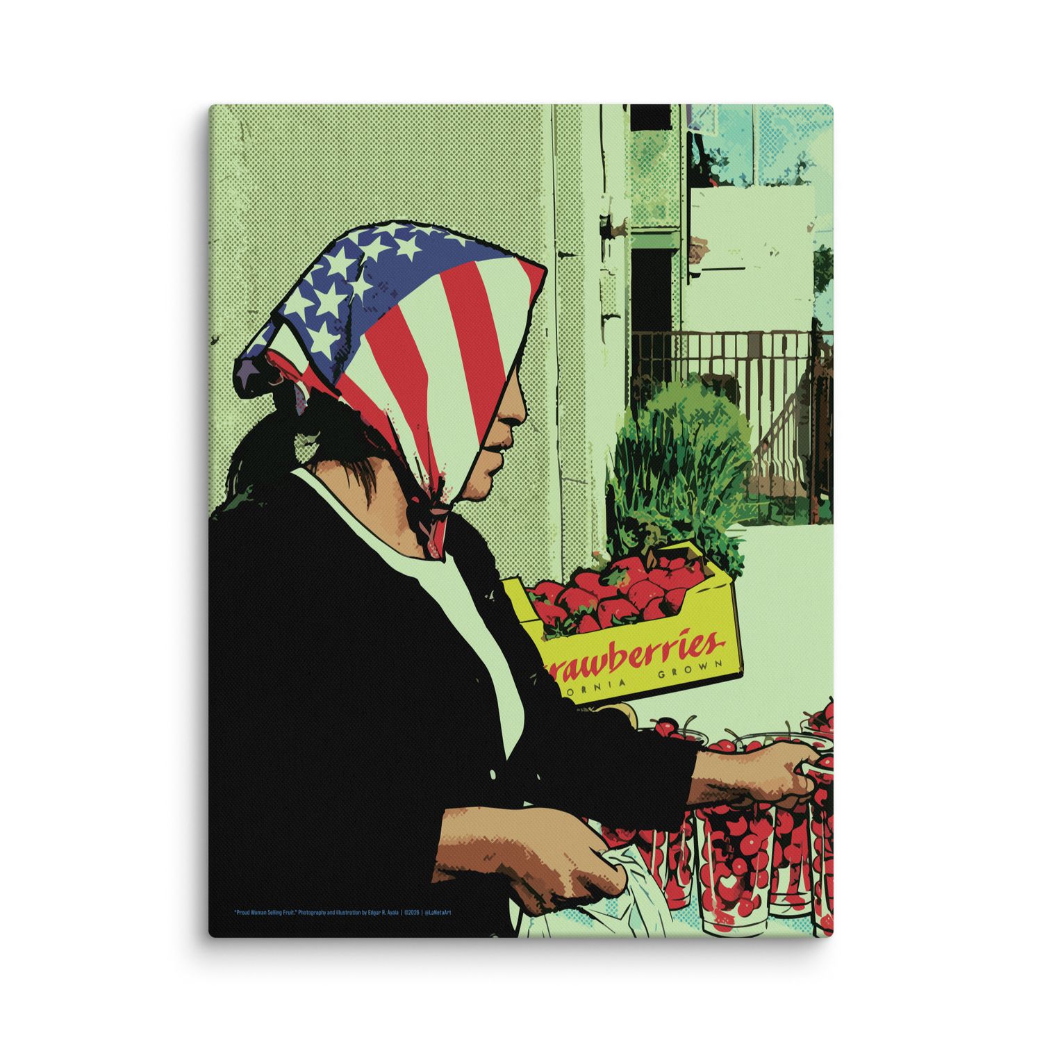Premium Canvas Print. "Proud Woman Selling Fruit"