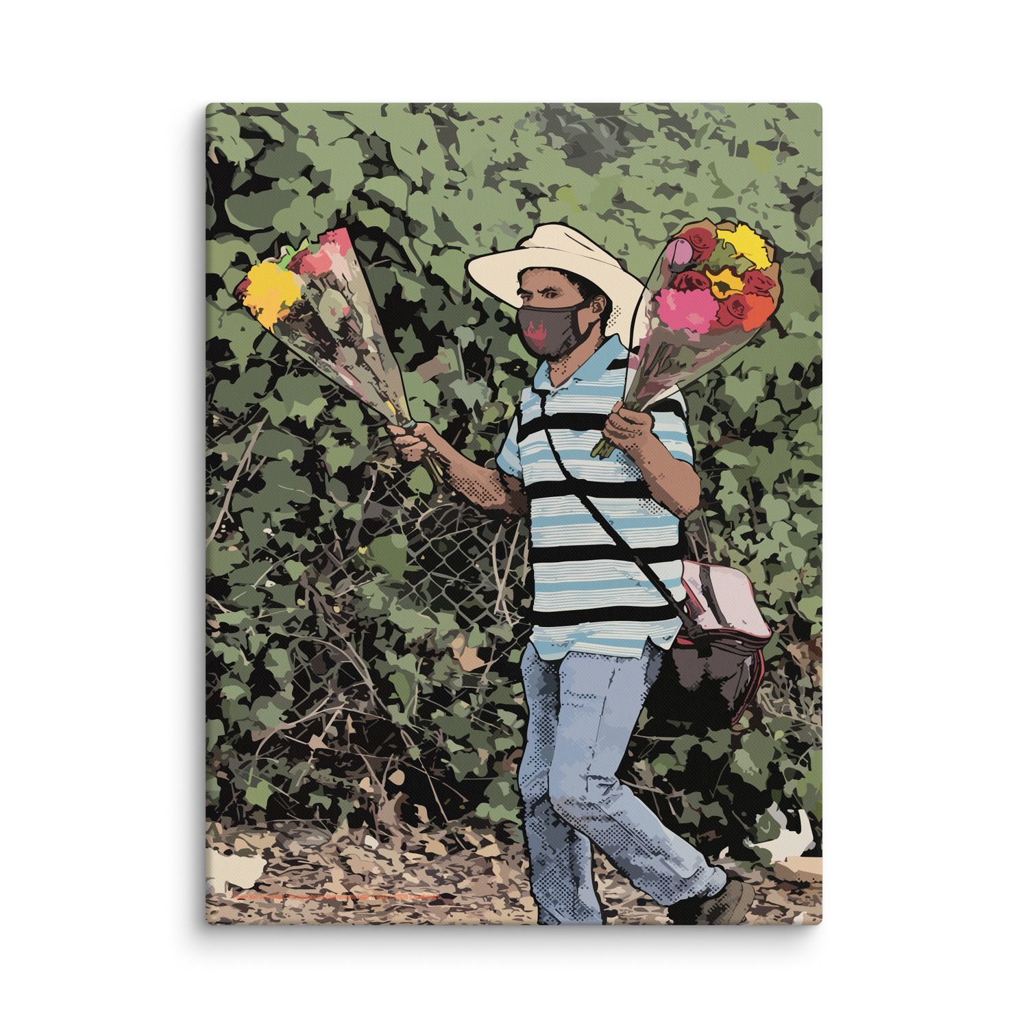 Premium Canvas Print. "Flower Man by the Road"