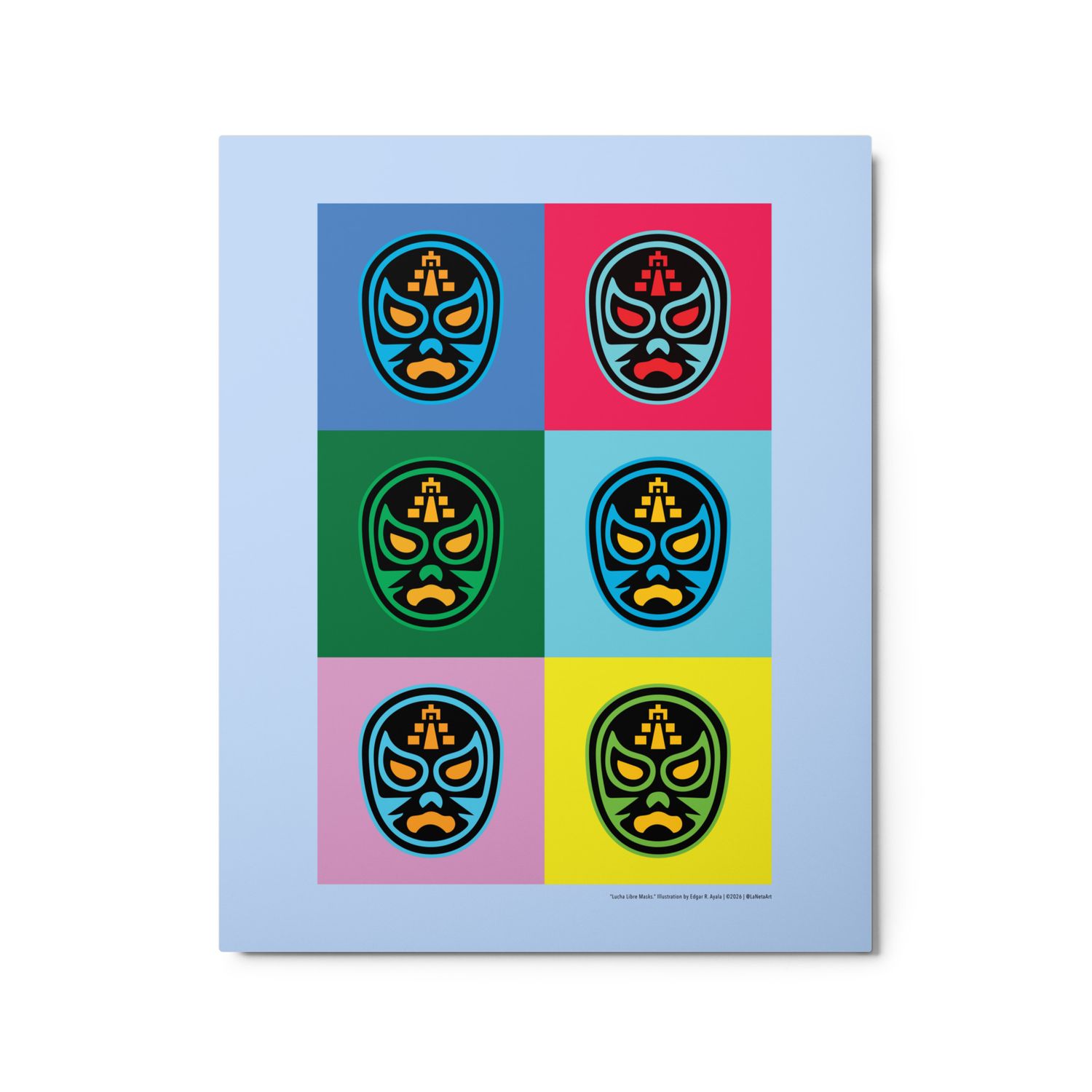 Premium Metal Floating Print. "Lucha Libre Masks"