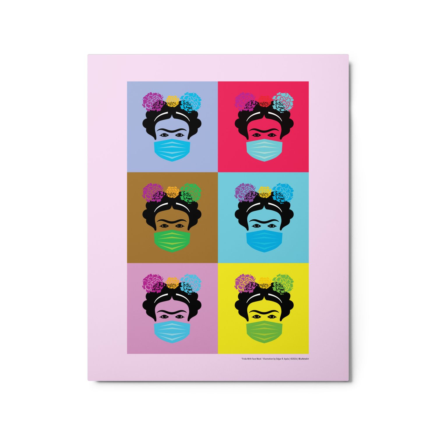 Premium Metal Floating Print. "Fridas With Face Mask"