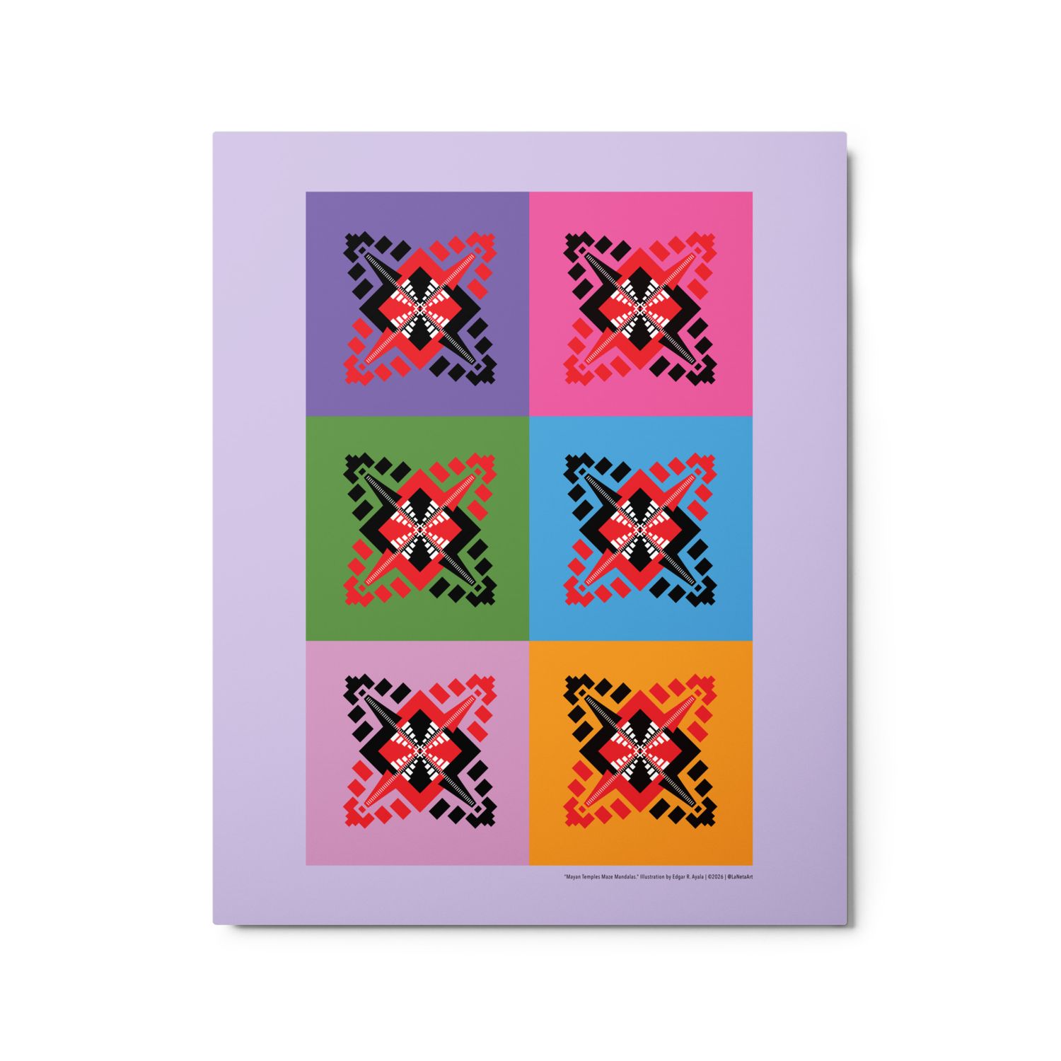 Premium Metal Floating Print. "Mayan Temples Maze Mandalas"