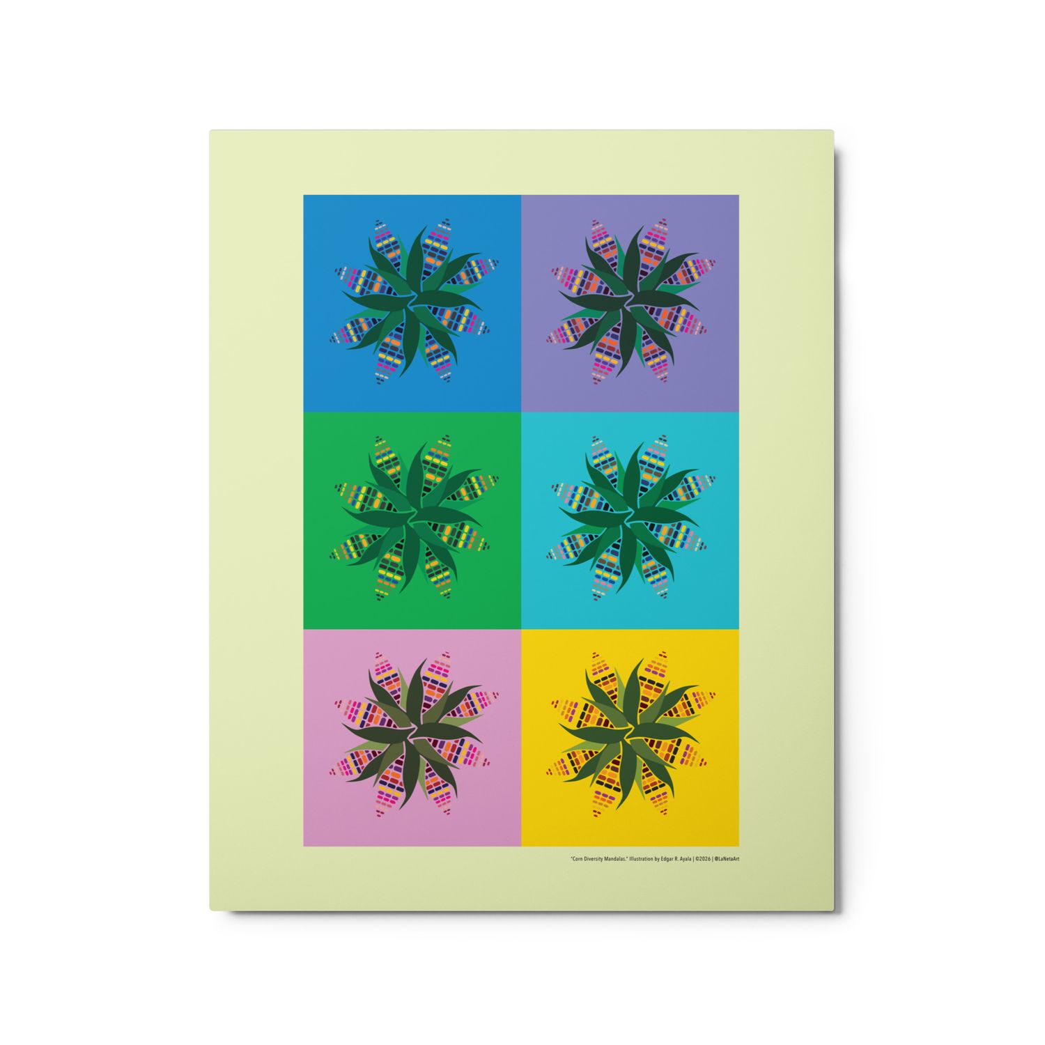 Premium Metal Floating Print. "Diversity Corn Mandalas"