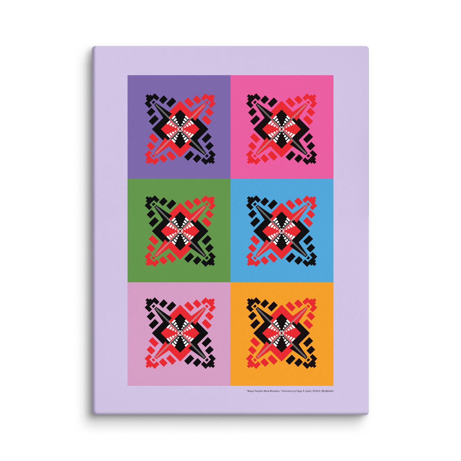 Premium Canvas Print. "Mayan Temples Maze Mandalas"