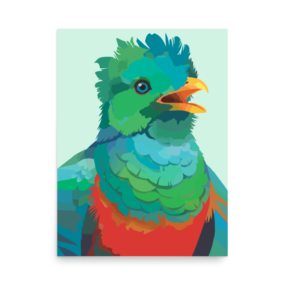 Premium Matte Poster Print. “Quetzal Bird Calling"