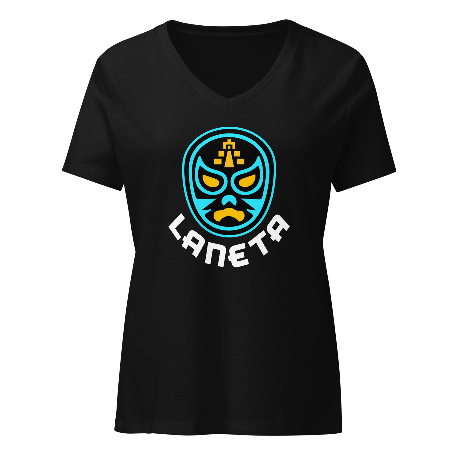 LaNeta, Lucha Libre Mask, women’s relaxed v-neck t-shirt