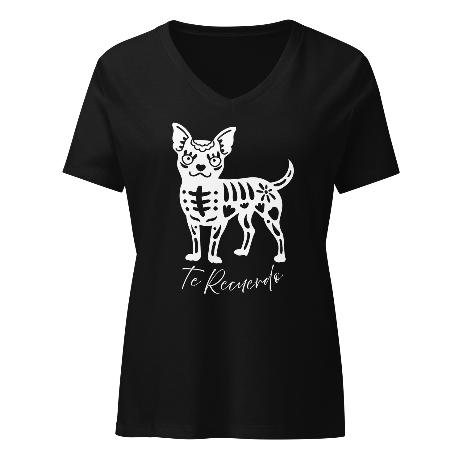 "Te Recuerdo" Chihuahua Dog, women’s relaxed v-neck t-shirt