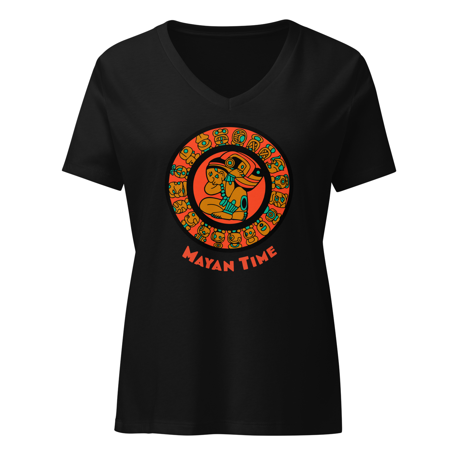 Mayan Calendar, women’s relaxed v-neck t-shirt