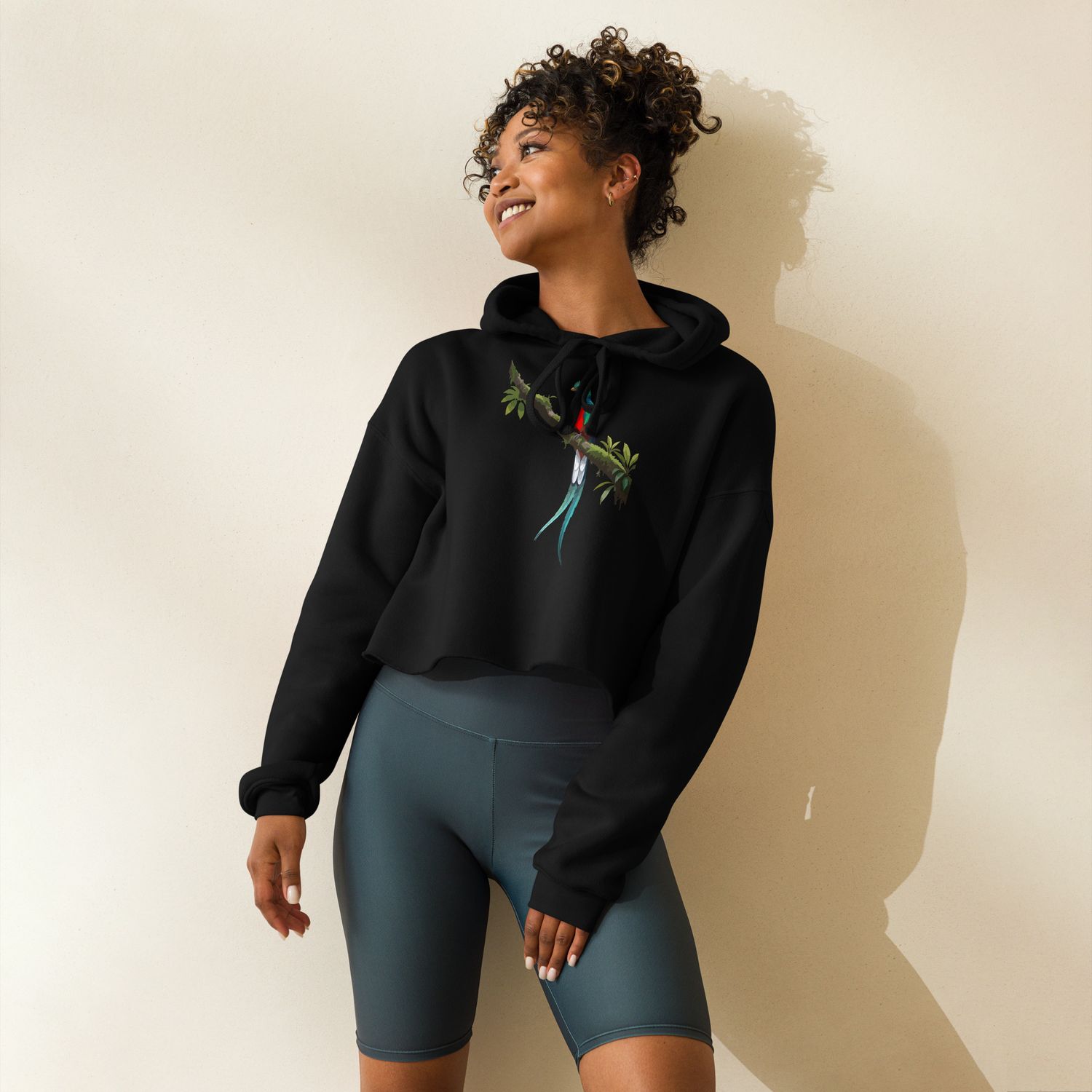 Quetzal Bird Over My Hearth, Cropped Hoodie