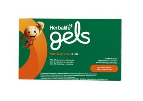 NutrientVita Kids (vítamín og steinefni) er ljúffengt tyggjanlegt fæðubótargel með ávaxtabragði fyrir börn.