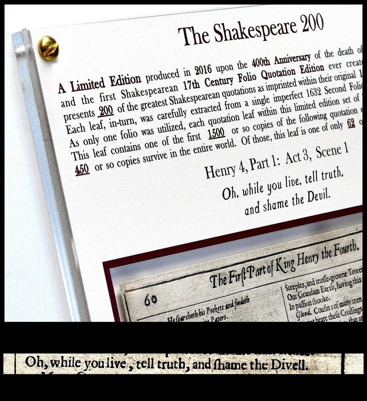 &quot;Oh, while you live, tell truth, and shame the Devil.&quot;