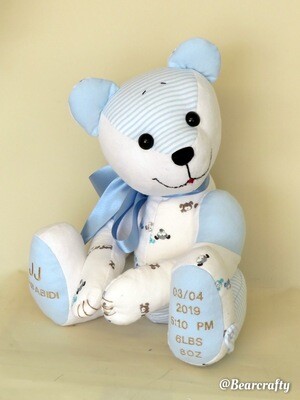 Keepsake Teddy 16-inch handmade from your special clothing