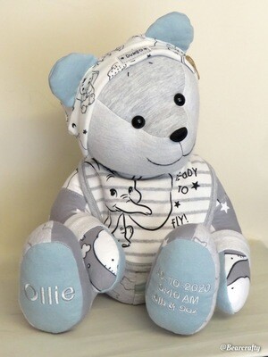 Keepsake bear Birth-weighted made from baby clothing