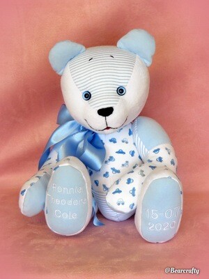 Keepsake bear Birth-weighted made from baby clothing