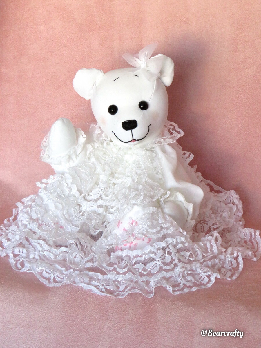 Bear made from a Wedding gown keepsake bear Store BearCrafty