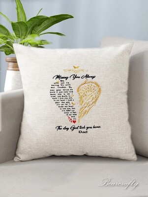 Memorial Embroidered Heart Wing Poem cushion cover