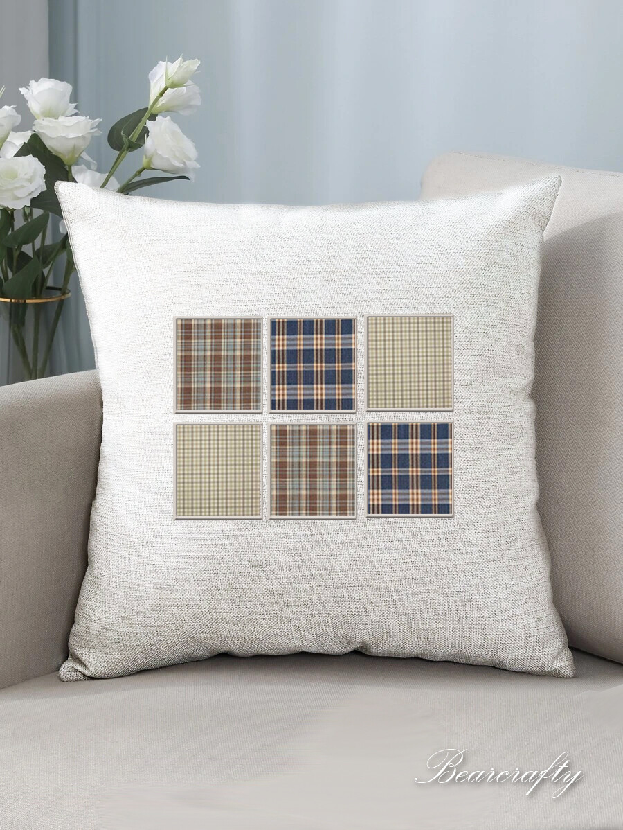 Patchwork little squares applique cushion cover