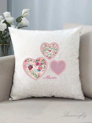 Memory cushion cover applique little hearts