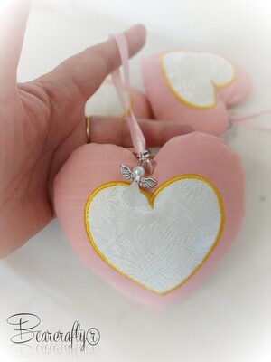 Memory  heart ornament with added charm or Bow 