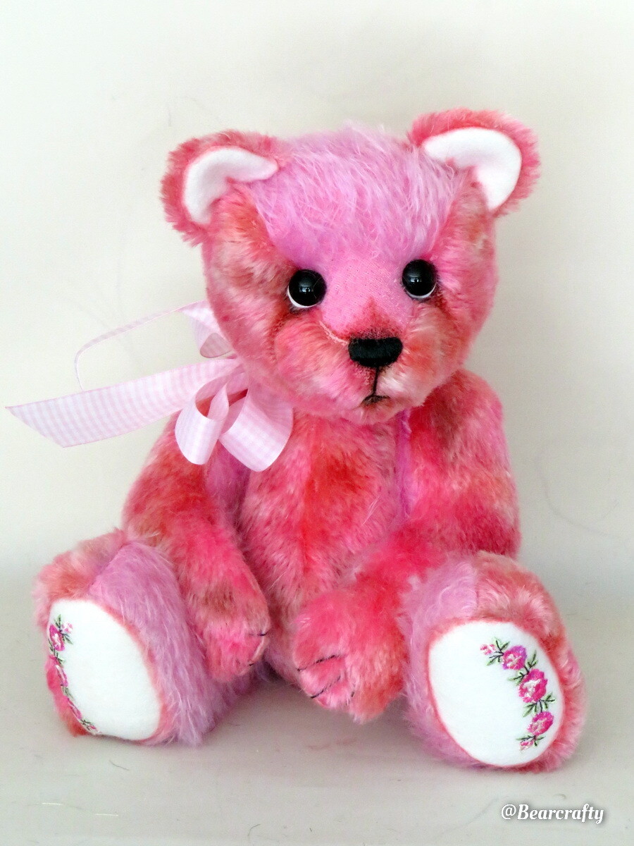 Floss pink mohair handmade teddybear
