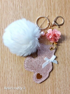 Key chains-Bag jewel Teddy-bear with pompom