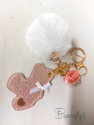 Key chains-Bag jewel Teddy with pompom