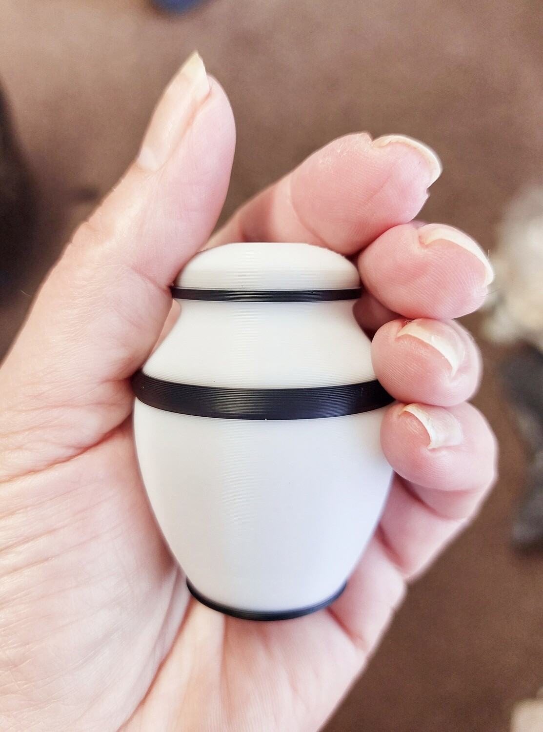 3D printed miniature urn for ashes or tokens 50mm high