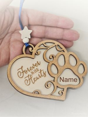 Pet memorial ornament gift heart and pawprint