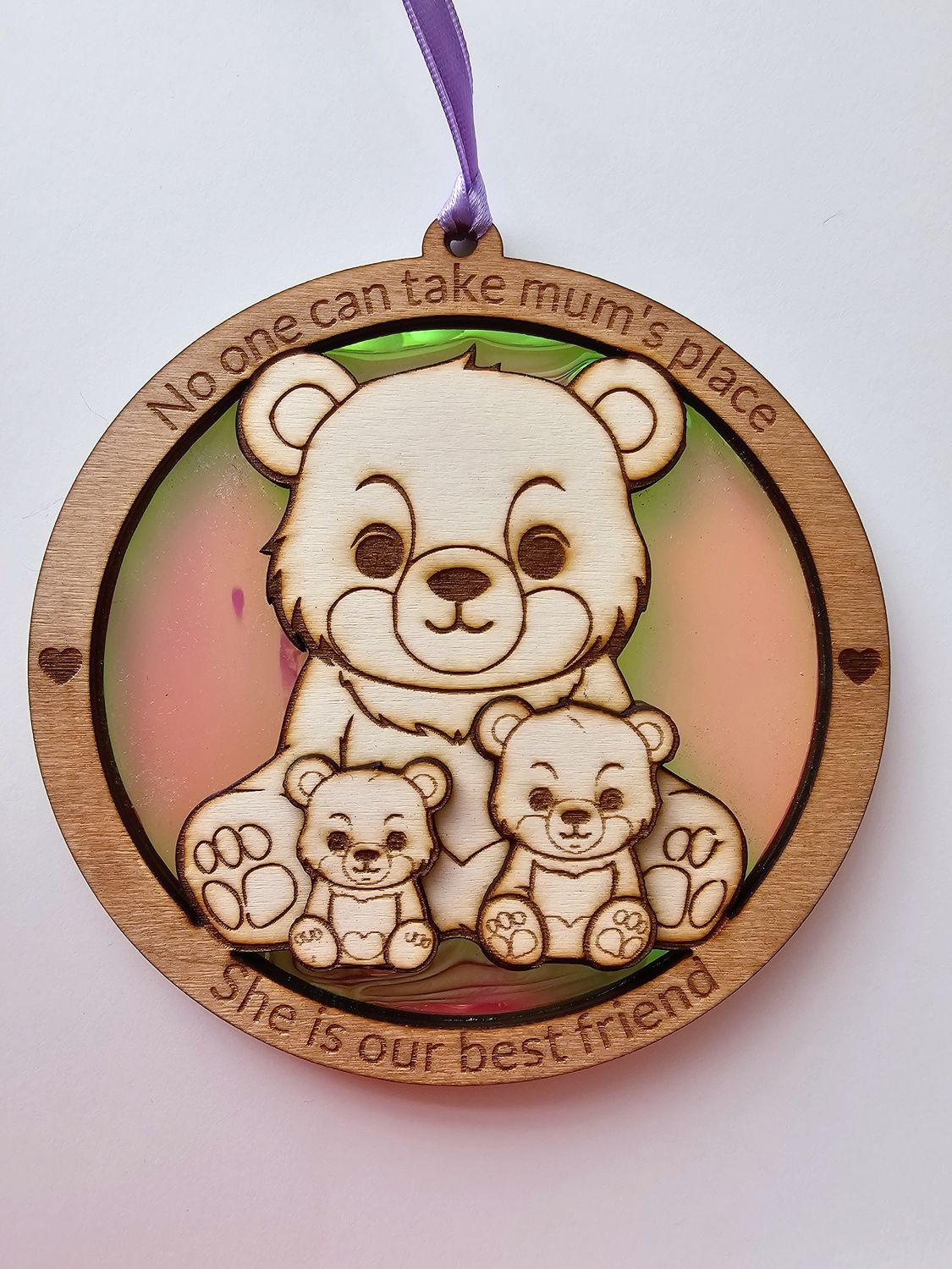 Personalised Suncatcher woodcut engraved memorial or keepsake gift