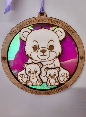 Personalised Suncatcher woodcut engraved memorial or keepsake gift