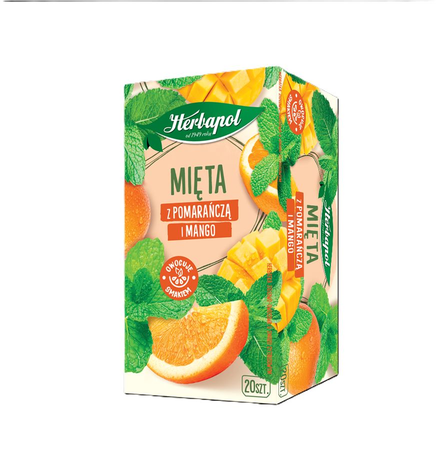 Mint with orange and mango herbal tea