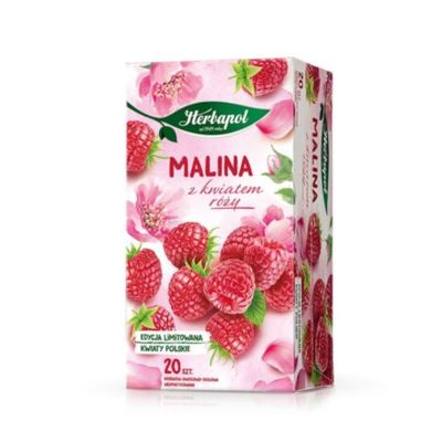 Raspberry with rose blossom.  Flavoured fruit and herbal tea.
