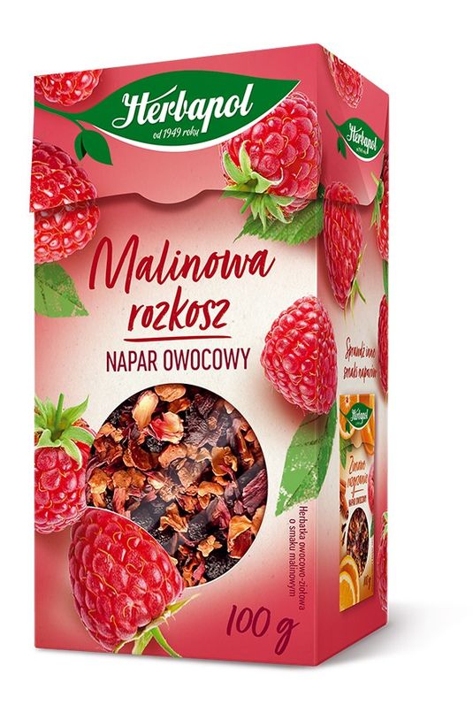 Fruit infusion Raspberry delight. Raspberry-flavoured fruit and herbal tea.