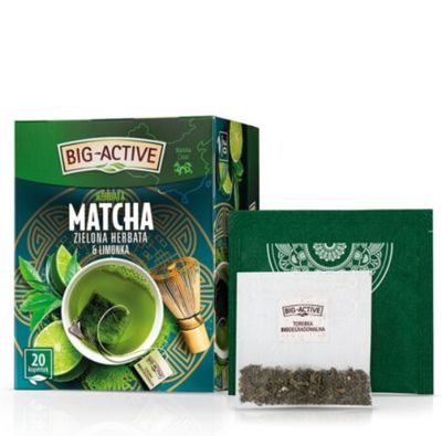 Matcha tea. Flavoured green tea with matcha tea and lime